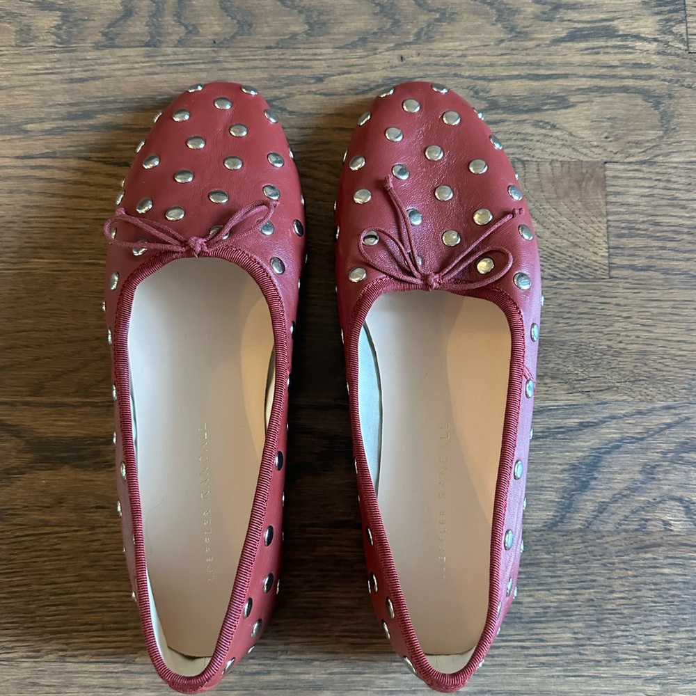 Loeffler Randall Burgundy Studded Flats